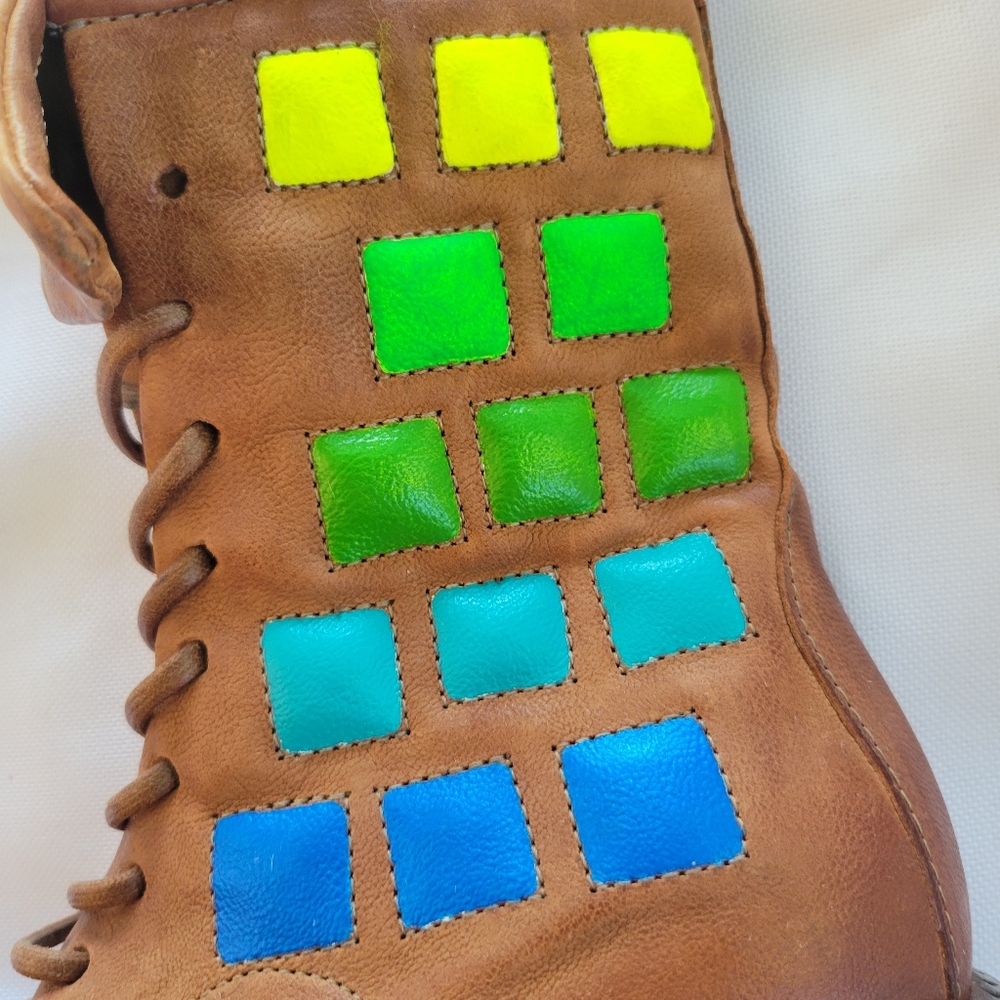 A.S.98 Womens Leather Lockwood Combat Boots, Handpainted OOAK, EU 36/US 5.5-6 - Picture 13 of 13